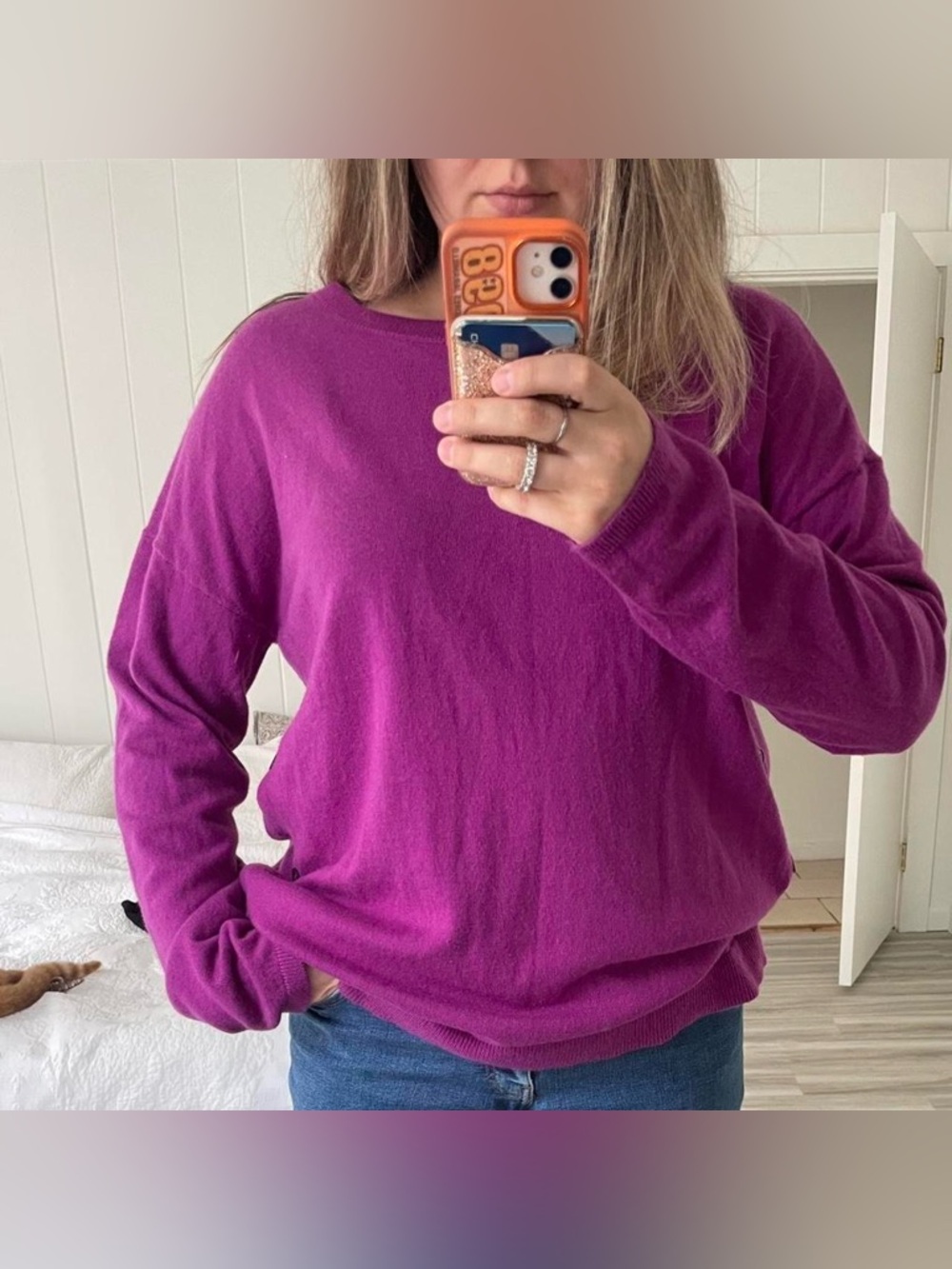 Purple wool blend crewneck sweater by Talbots size L